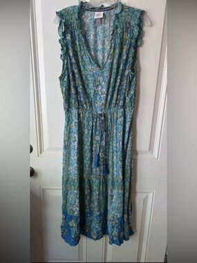Knox Rose Teal and Blue Floral Maxi Dress